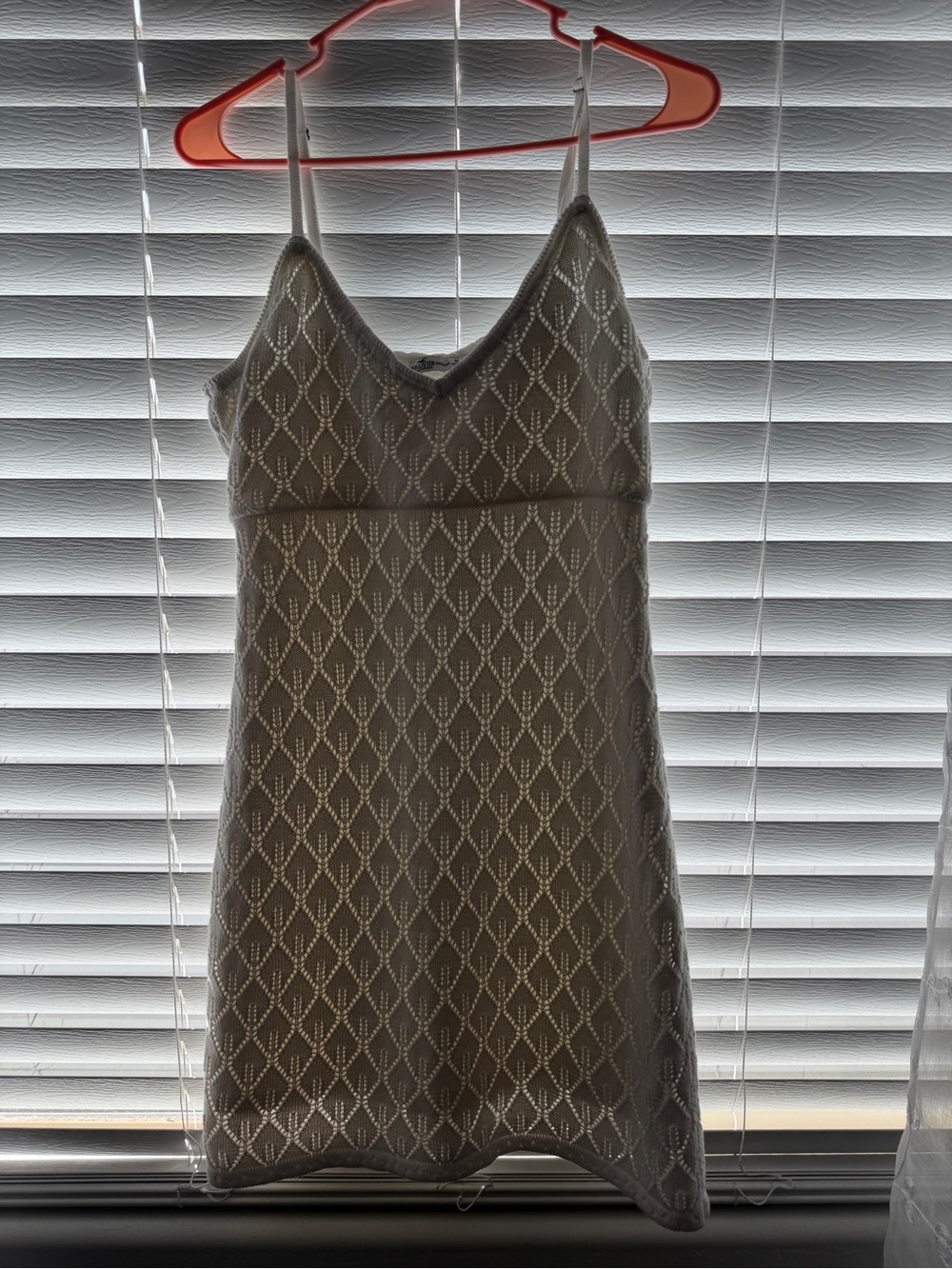Hollister Cream Diamond-Pattern Slip Mini Dress